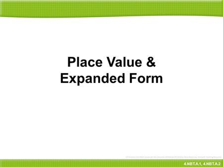 Place Value & Expanded Form