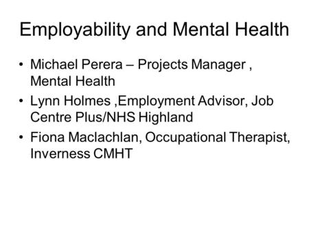 Employability and Mental Health