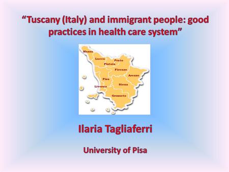 Italy’s administrative division: 20 Regions 108 districts more than 8000 municipalities.