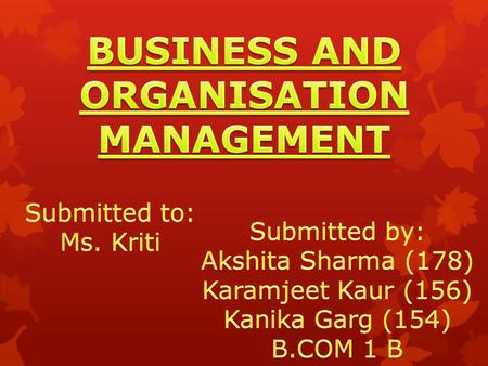 BUSINESS AND ORGANISATION