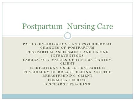 Postpartum Nursing Care