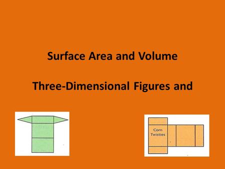 Surface Area and Volume Three-Dimensional Figures and.