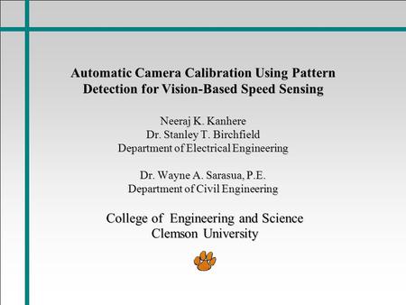 College of Engineering and Science Clemson University