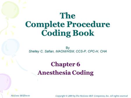 The Complete Procedure Coding Book By Shelley C