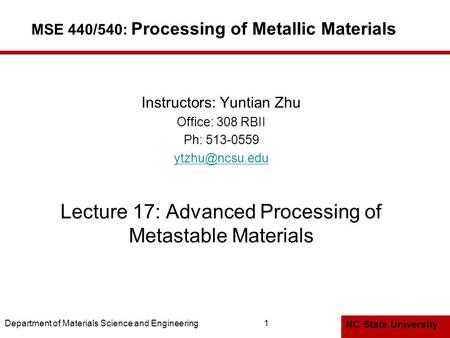 MSE 440/540: Processing of Metallic Materials