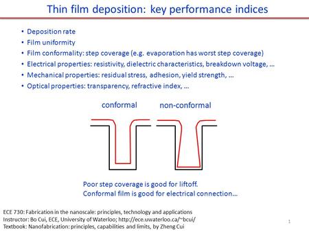 Thin film deposition: key performance indices