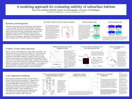 Summary and background: Thorough characterization of microbial habitats within submarine volcanoes demands that fluid flow models include the chemical.