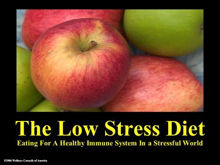 ©2006 Wellness Councils of America The Low Stress Diet Eating For A Healthy Immune System In a Stressful World ©2006 Wellness Councils of America.