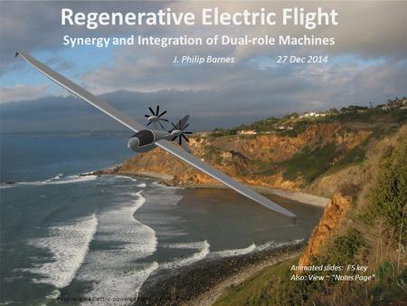 Regenerative Electric-powered Flight J. Philip Barnes 1 Regenerative Electric Flight Synergy and Integration of Dual-role Machines J. Philip Barnes 27.