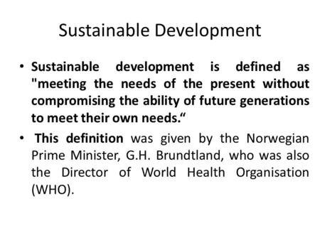 Sustainable Development