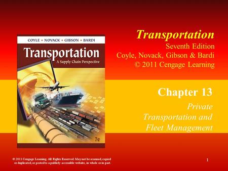 Chapter 13 Private Transportation and Fleet Management