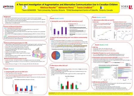 Method and Participants Study 1 (n=148) Data collected through the GO4KIDDS online survey examining the general health, well-being, and social inclusion.