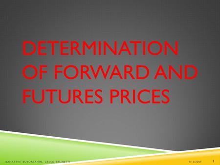 Determination of Forward and Futures Prices