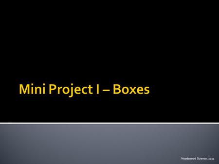 Noadswood Science, 2014.  To set out and solve an identified problem Monday, August 10, 2015 Box ‘a’Box ‘b’ 23 Box a is smaller than Box b…