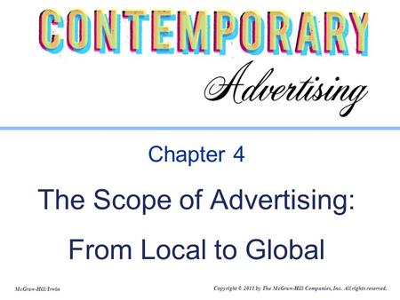 Chapter 4 The Scope of Advertising: From Local to Global