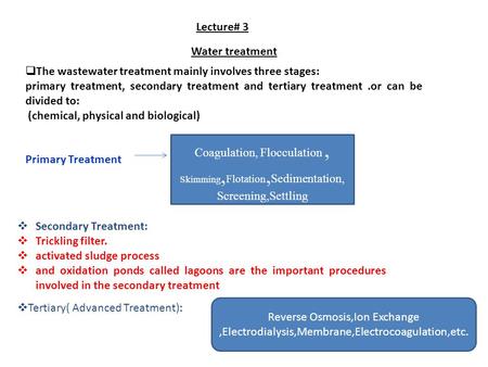 Lecture# 3 Water treatment