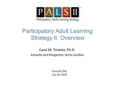 Participatory Adult Learning Strategy II: Overview