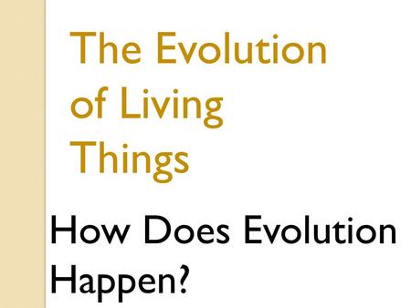 The Evolution of Living Things