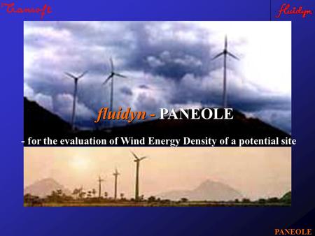 Fluidyn - PANEOLE PANEOLE - for the evaluation of Wind Energy Density of a potential site.