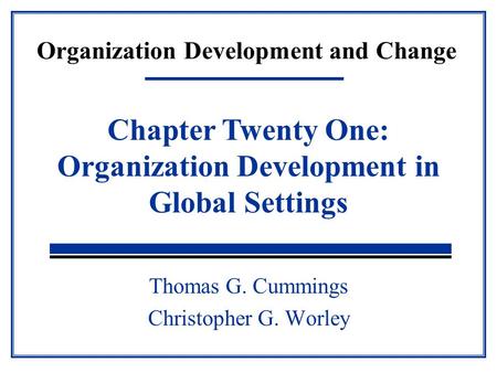 Organization Development and Change