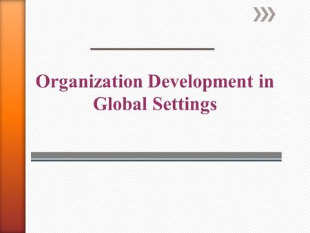 Organization Development in