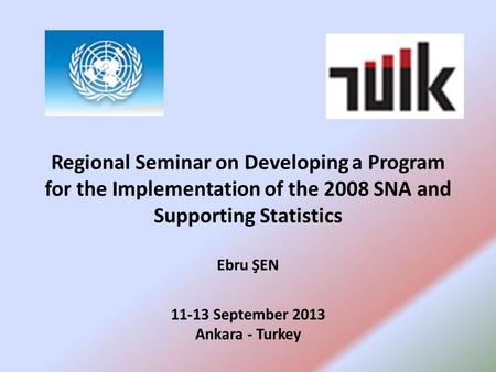 Regional Seminar on Developing a Program for the Implementation of the 2008 SNA and Supporting Statistics Ebru ŞEN 11-13 September 2013 Ankara - Turkey.