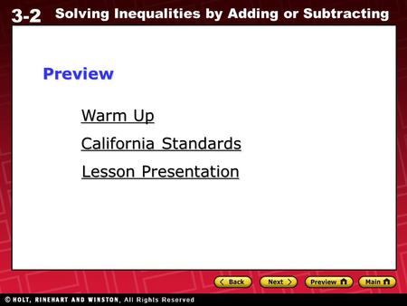 Preview Warm Up California Standards Lesson Presentation.