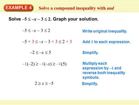 Solve a compound inequality with and