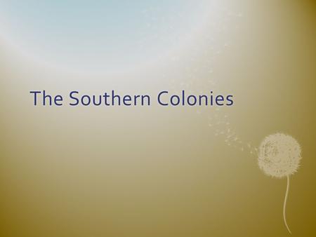 The Southern Colonies.