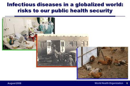 World Health Organization 1 August 2008 Infectious diseases in a globalized world: risks to our public health security.