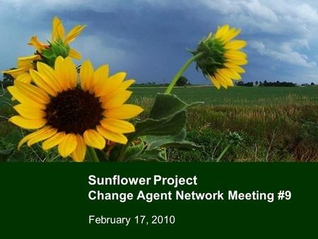 1 Sunflower Project Change Agent Network Meeting #9 February 17, 2010.