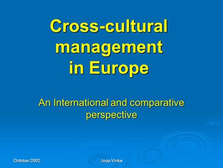 Cross-cultural management in Europe