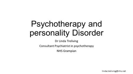 Psychotherapy and personality Disorder