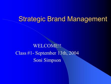 Strategic Brand Management