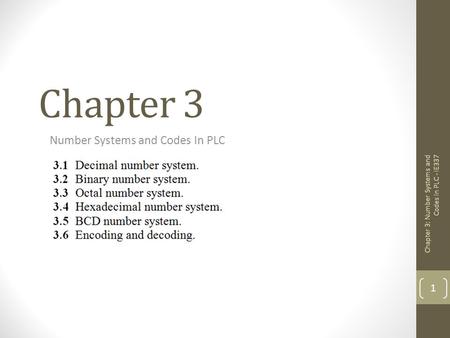 Number Systems and Codes In PLC