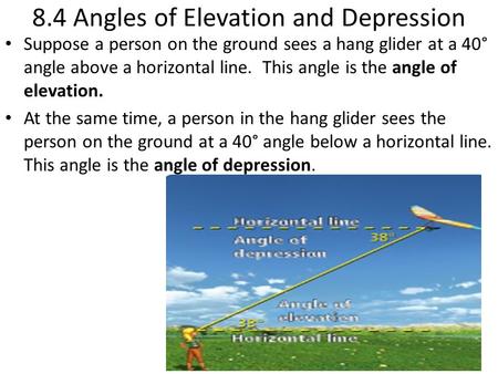 8.4 Angles of Elevation and Depression