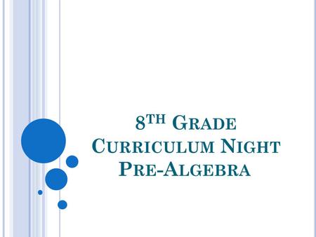 8 TH G RADE C URRICULUM N IGHT P RE -A LGEBRA. W ELCOME Try this problem: This is similar to a bellwork problem our students complete when we begin class.