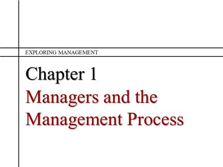 Managers and the Management Process