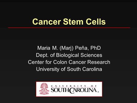 Cancer Stem Cells Maria M. (Marj) Peña, PhD