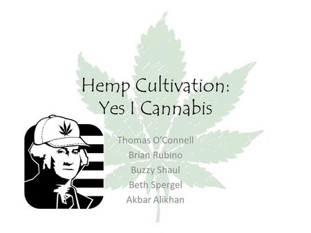 Hemp Cultivation: Yes I Cannabis Thomas O’Connell Brian Rubino Buzzy Shaul Beth Spergel Akbar Alikhan.