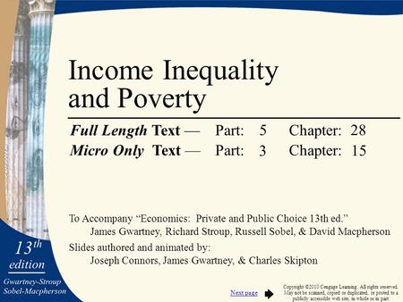 To Accompany “Economics: Private and Public Choice 13th ed.” James Gwartney, Richard Stroup, Russell Sobel, & David Macpherson Slides authored and animated.