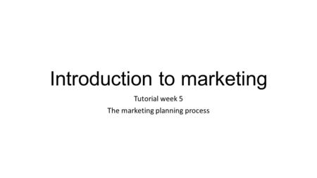 Introduction to marketing