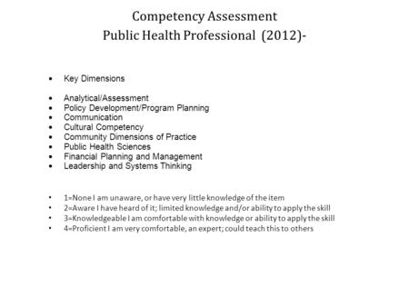 Competency Assessment Public Health Professional (2012)-