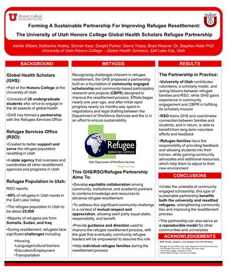 Ashlie Gilbert; Katherine Hobbs; Simran Kaur; Dwight Parker; Sierra Trejos; Brad Weaver; Dr. Stephen Alder PhD University of Utah Honors College – Global.