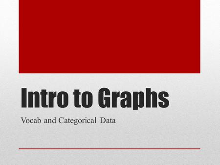 Intro to Graphs Vocab and Categorical Data. Distributions What is a distribution? The distribution of a variable tells us what values the variable takes.