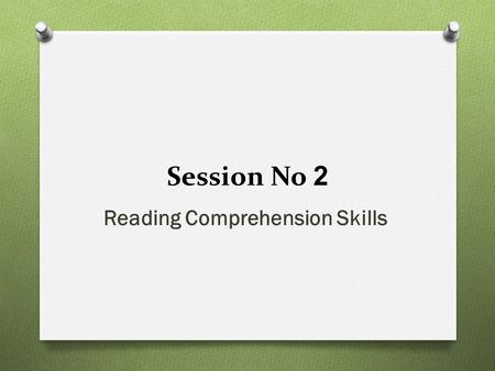 Reading Comprehension Skills