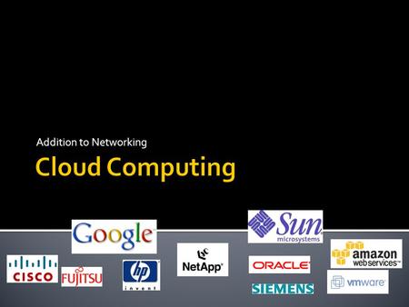 Addition to Networking.  There is no unique and standard definition out there  Cloud Computing is a general term used to describe a new class of network.