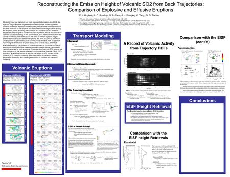 Reconstructing the Emission Height of Volcanic SO2 from Back Trajectories: Comparison of Explosive and Effusive Eruptions Modeling trace gas transport.