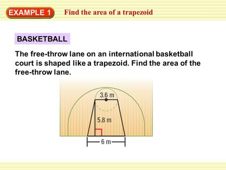 EXAMPLE 1 Find the area of a trapezoid BASKETBALL