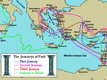 ST. PAUL'S FIRST MISSIONARY JOURNEY: Approximate dates: AD 45 - 49 Companions: Barnabas, John, Mark Mission field: Cyprus and Asia Minor (Turkey) Approximate.